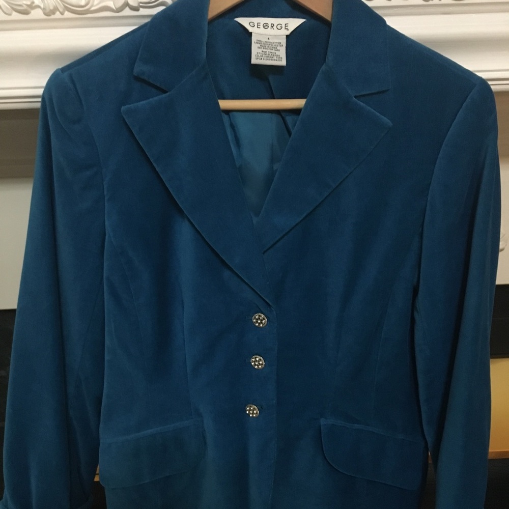 George turquoise velvet blazer size 6